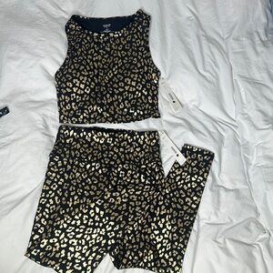 Gold Leopard Print Women's athletic set